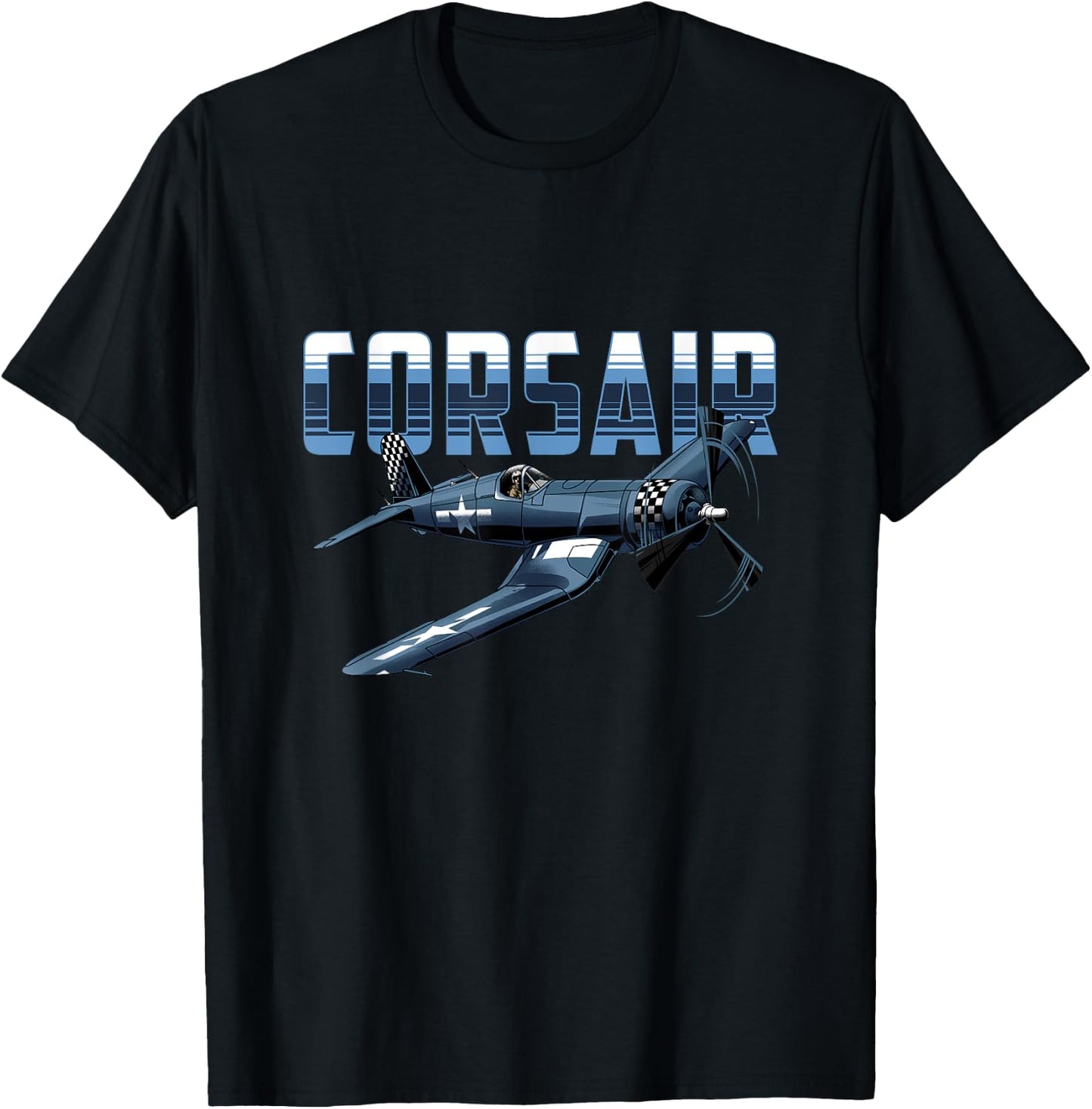 USA Military Warbird Airplane Corsair Classic Airplane T-Shirt - T-Shirt | Black