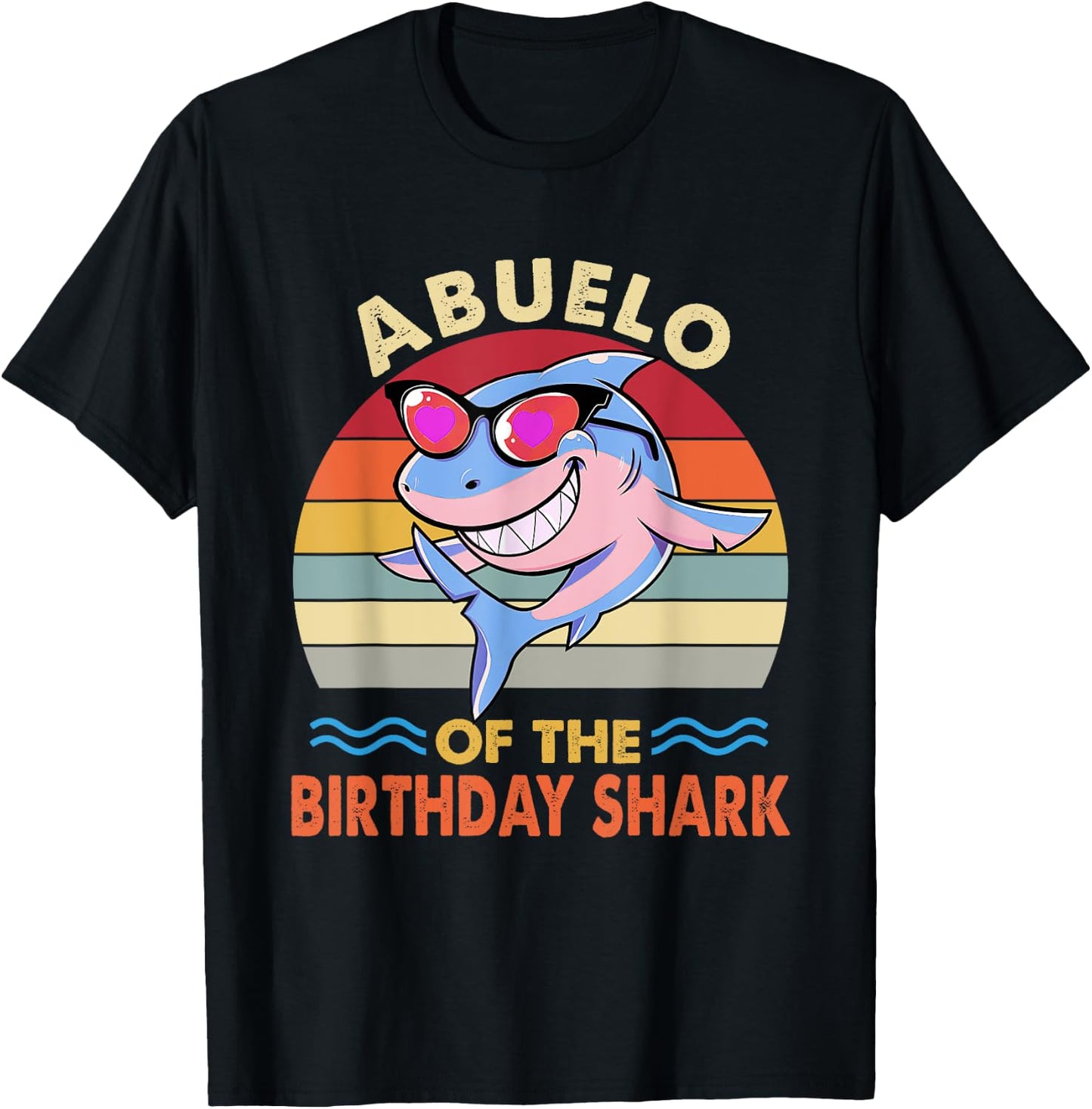 Abuelo of the Shark Birthday Matching Family Grandma Shark T-Shirt - T-Shirt | Black