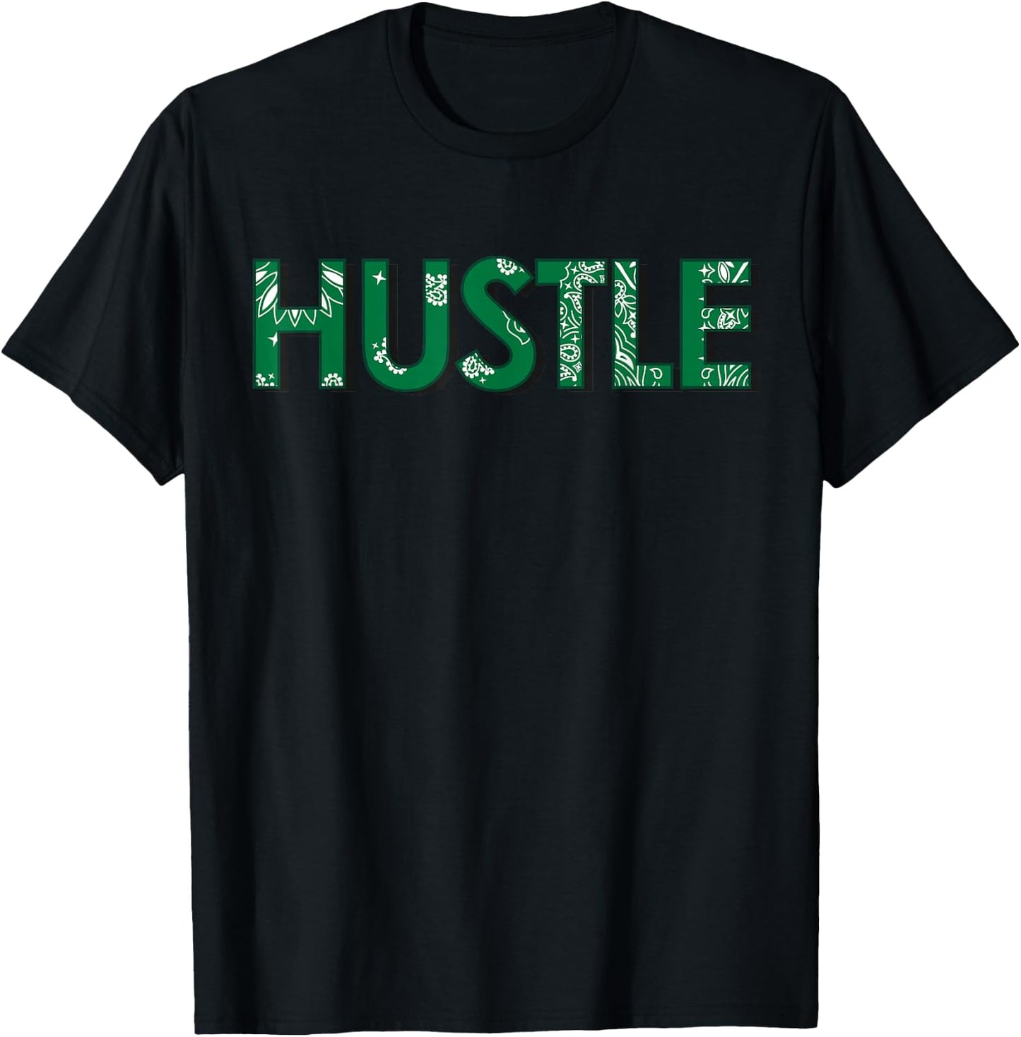 CaliDesign Green Bandana Print Hustle T-Shirt - T-Shirt | Black