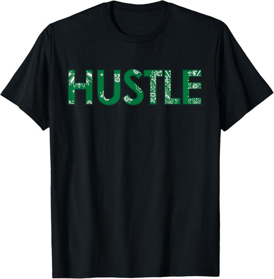 CaliDesign Green Bandana Print Hustle T-Shirt - T-Shirt | Black