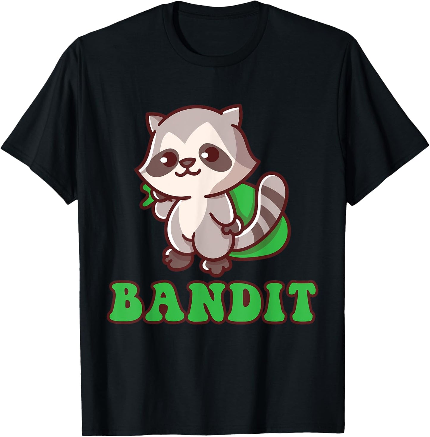 Bandit Cute Criminal Rubbish Panda Animal Friend Raccoon T-Shirt - T-Shirt | Black