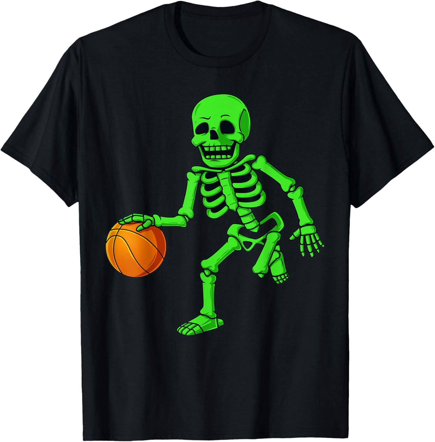 Halloween Skeleton Dribbling Basketball Boys Girls Kids T-Shirt - T-Shirt | Black