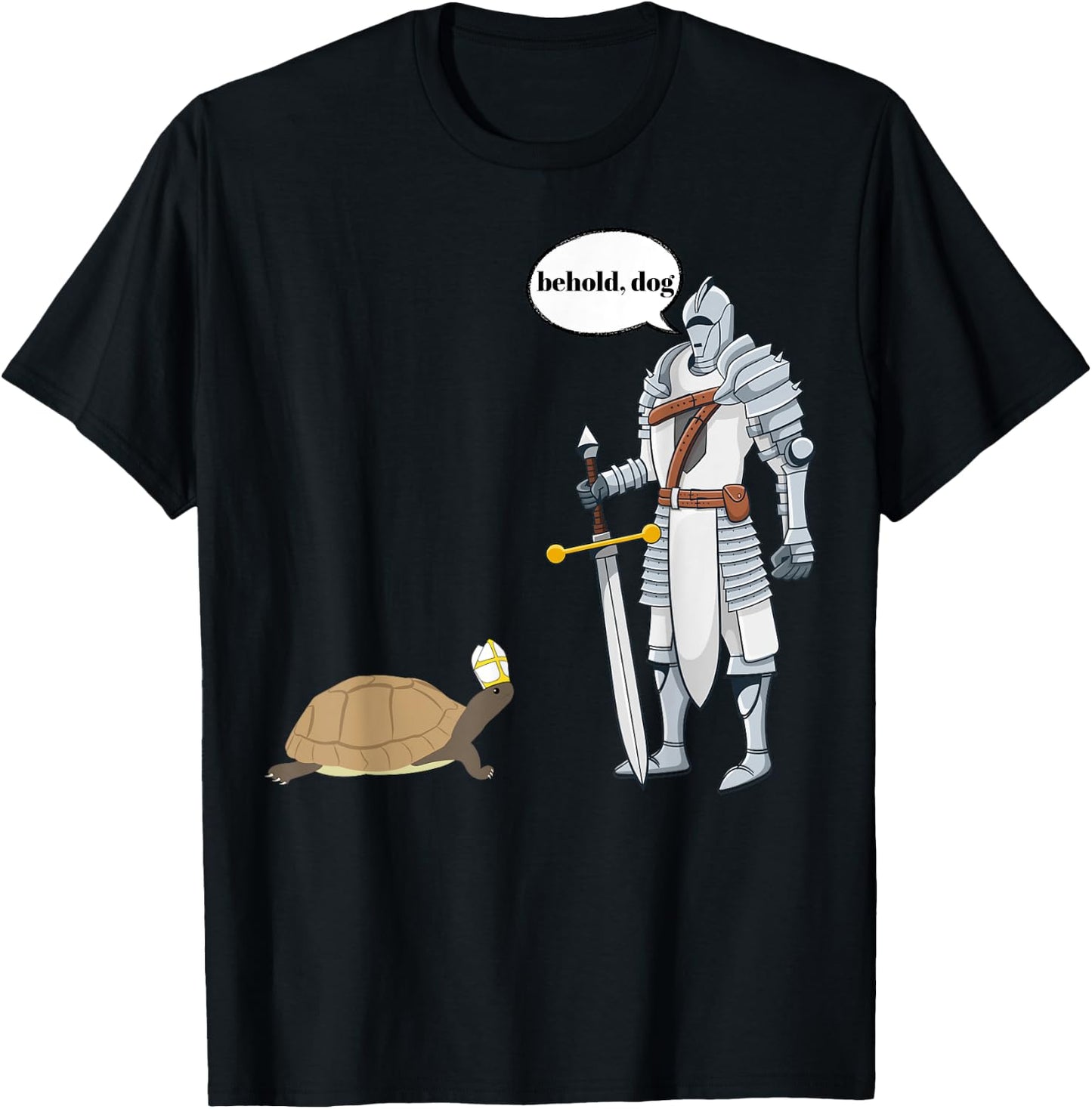 Behold Dog Funny Turtle Wearing A Priest Hat Hilarious Gamer T-Shirt - T-Shirt | Black
