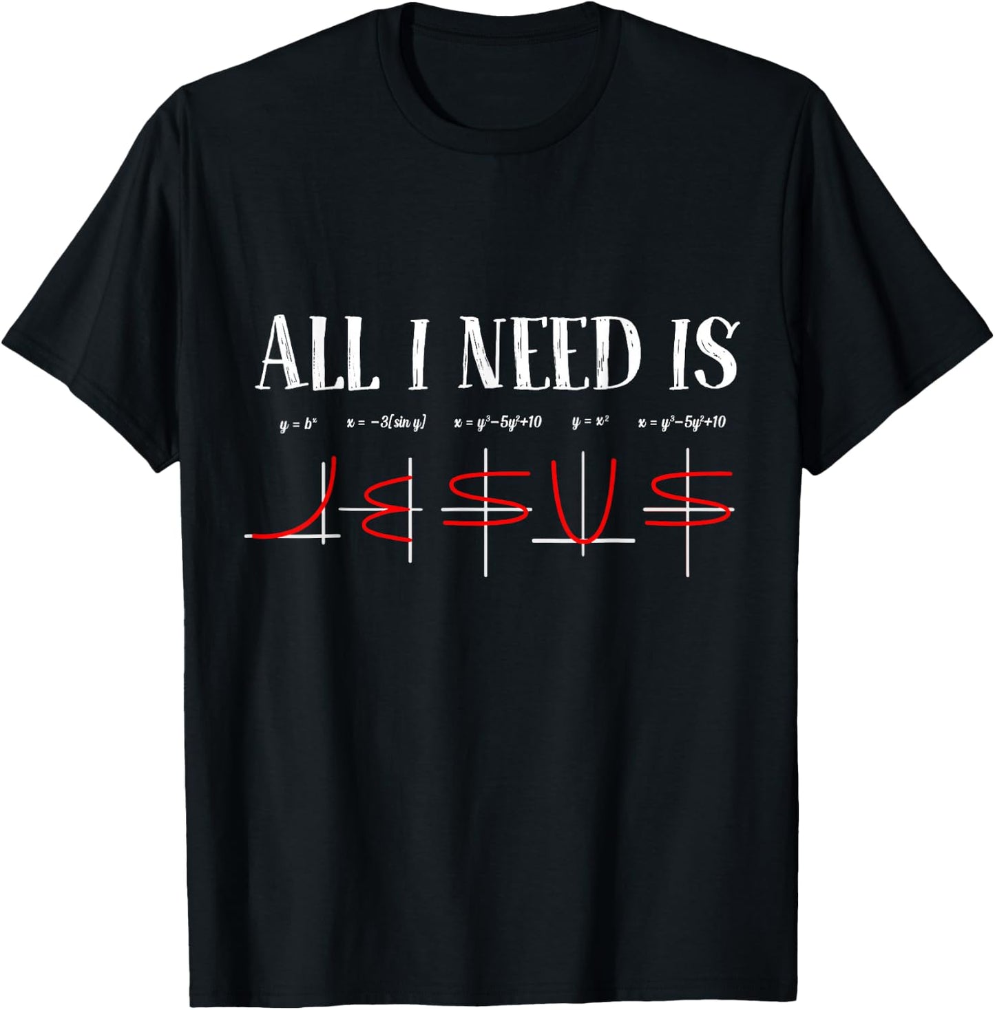 All I Need Is Jesus Math Funny Math Equation Christian Lover T-Shirt - T-Shirt | Black