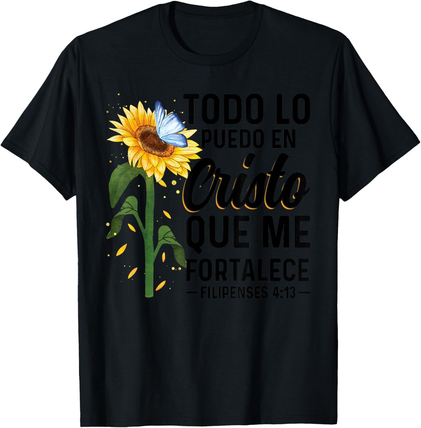 Camisetas Cristianas En Espanol Frase Biblia Filipenses 14 3 T-Shirt - T-Shirt | Black