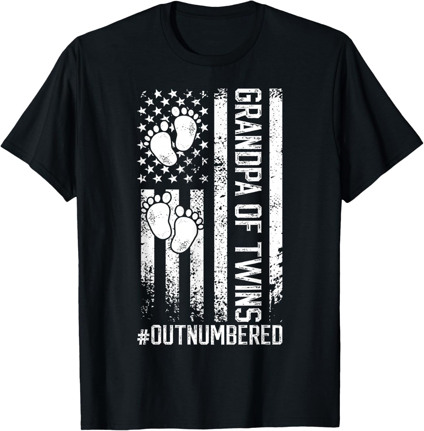Twin Grandpa Of Twins Outnumbered Twin Grandfather T-Shirt - T-Shirt | Black