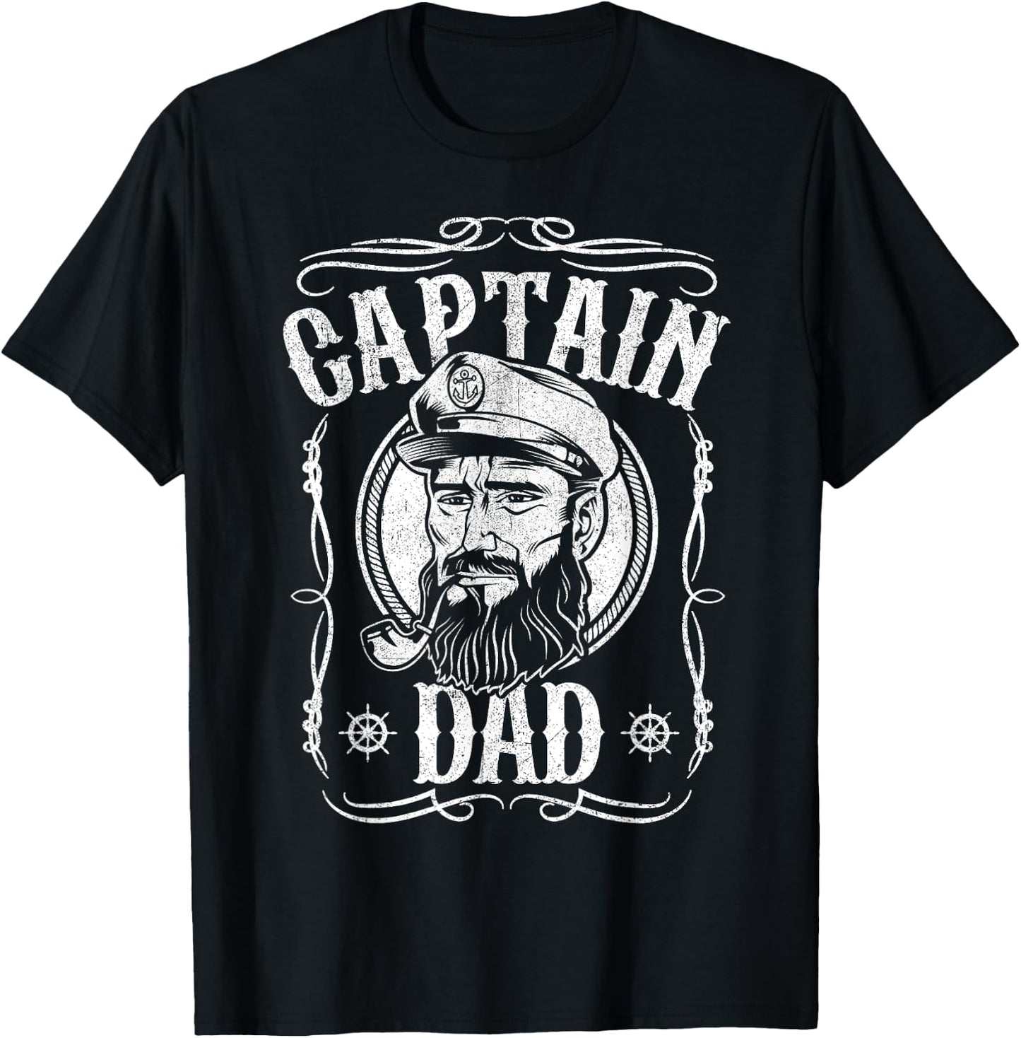Funny Captain Dad Motor Boat Sailing Sailor Fathers Day Gift T-Shirt - T-Shirt | Black