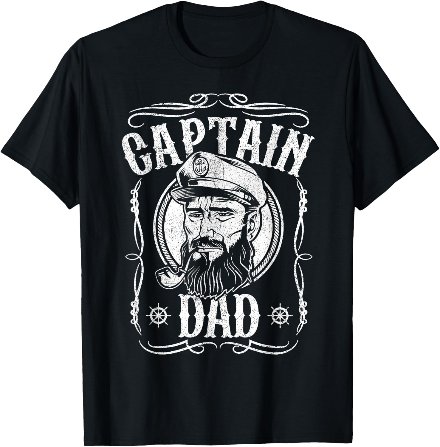 Funny Captain Dad Motor Boat Sailing Sailor Fathers Day Gift T-Shirt - T-Shirt | Black