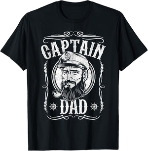 Funny Captain Dad Motor Boat Sailing Sailor Fathers Day Gift T-Shirt - T-Shirt | Black