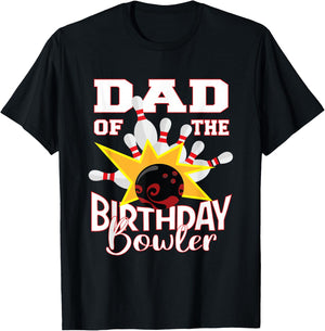 Dad Of The Birthday Bowler Kid Bowling Party T-Shirt - T-Shirt | Black