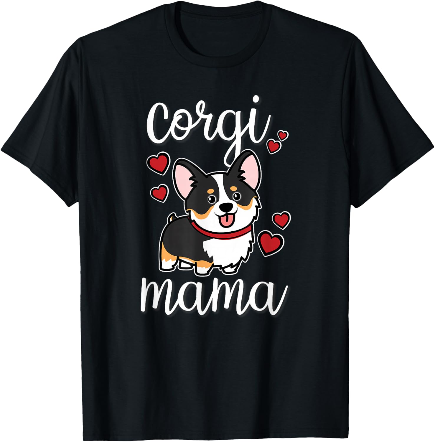 Funny Kawaii Mama Mom Black Tricolor Corgi Lover T-Shirt - T-Shirt | Black