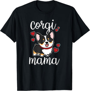 Funny Kawaii Mama Mom Black Tricolor Corgi Lover T-Shirt - T-Shirt | Black