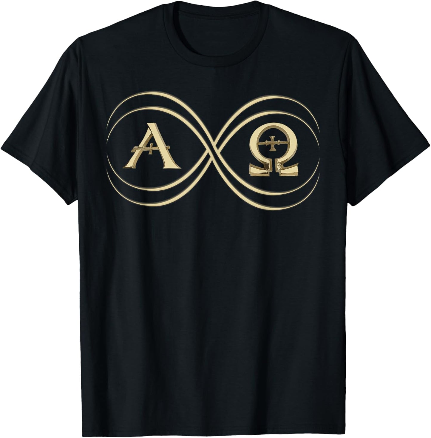 Infinity Symbol Alpha and Omega Alphabet Greek God Symbol T-Shirt - T-Shirt | Black