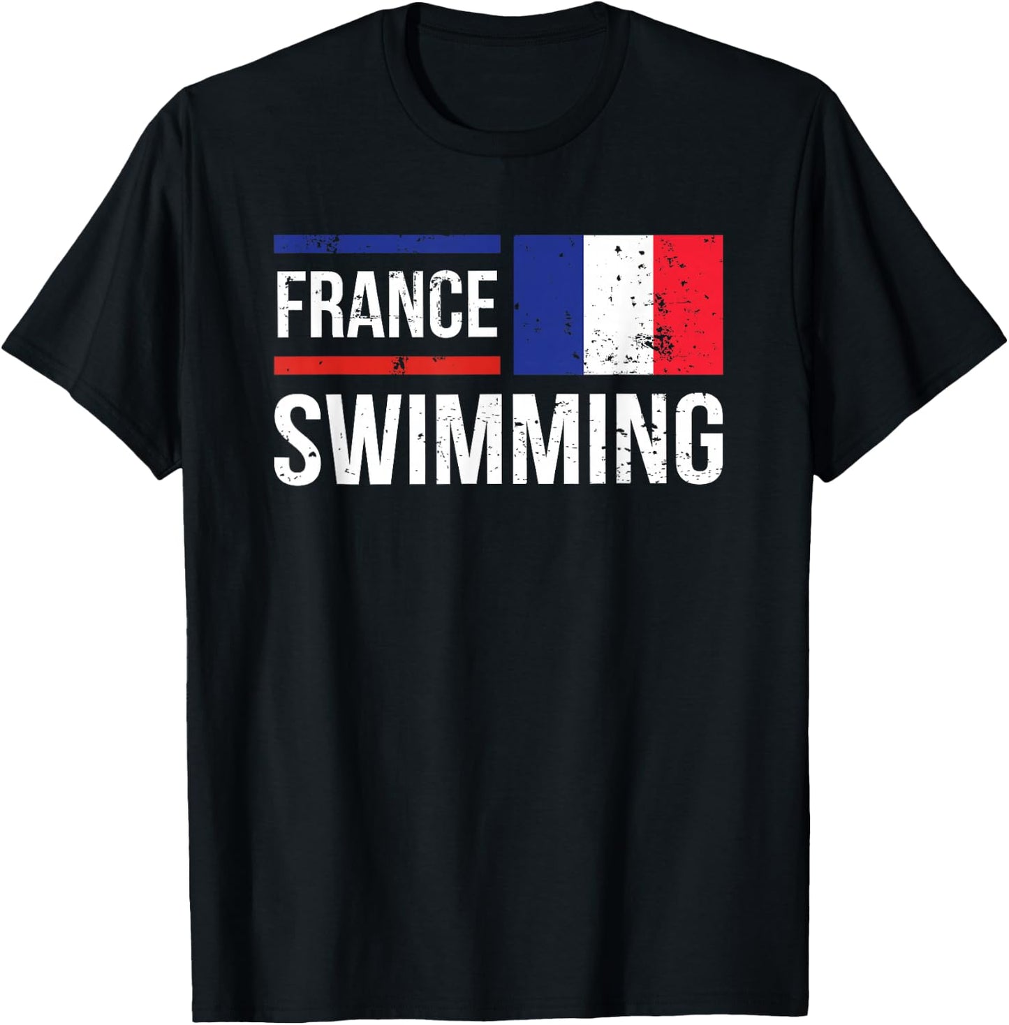 France Swimming Team Competition Pool Flag Pride T-Shirt - T-Shirt | Black