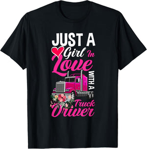 Just a girl in love with a truck driver truckere woman T-Shirt - T-Shirt | Black