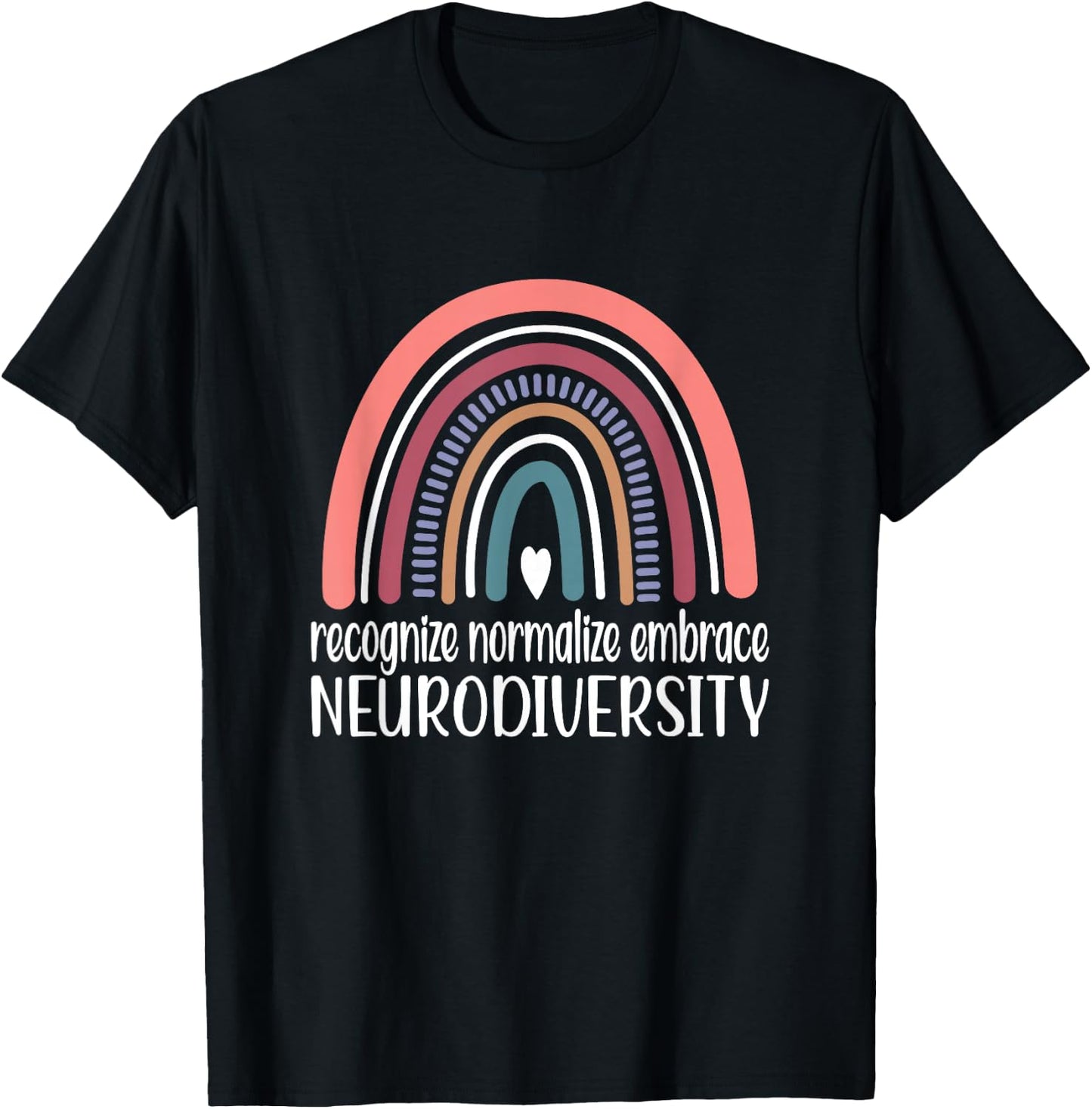 Neurodiversity Rainbow Autism Neurodivergent ADHD T-Shirt - T-Shirt | Black
