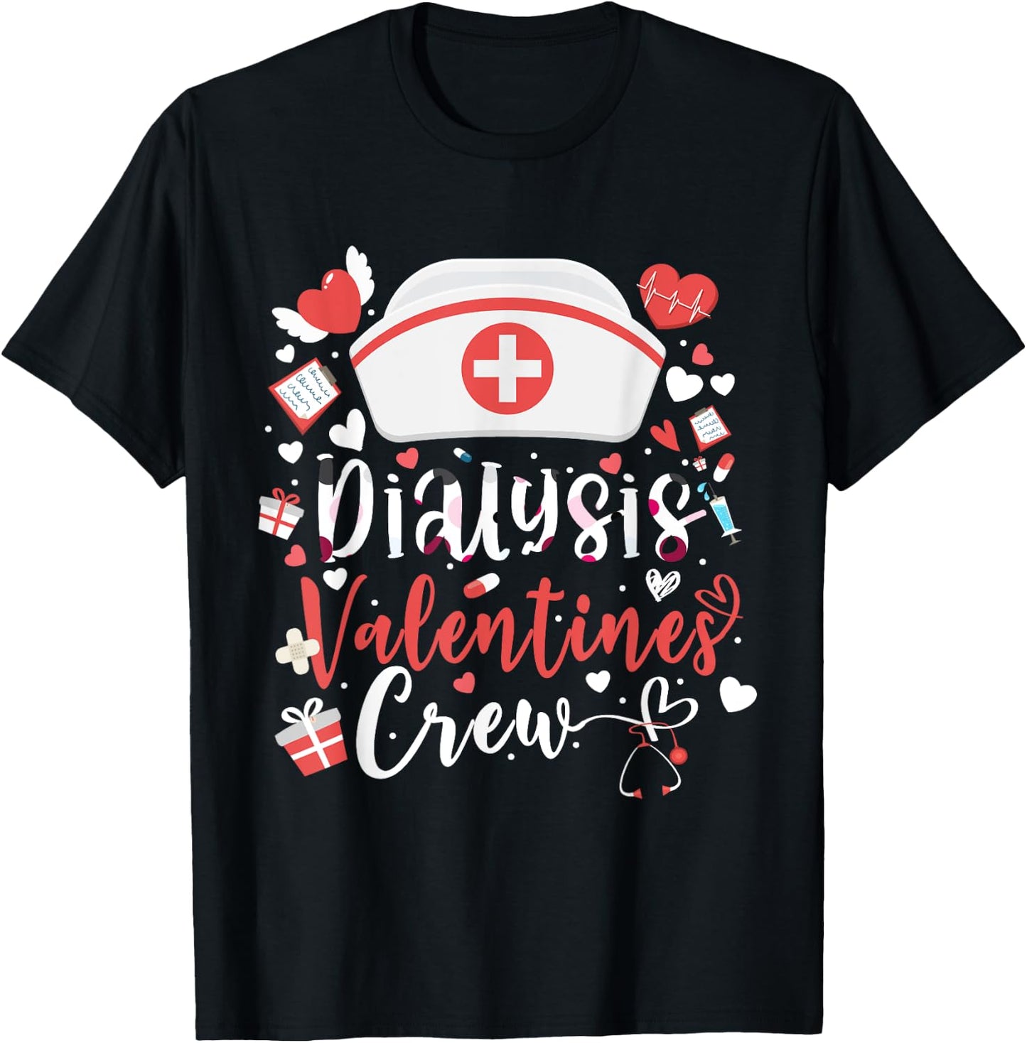Dialysis Valentines Day Nurse Crew Family Group Nursing T-Shirt - T-Shirt | Black
