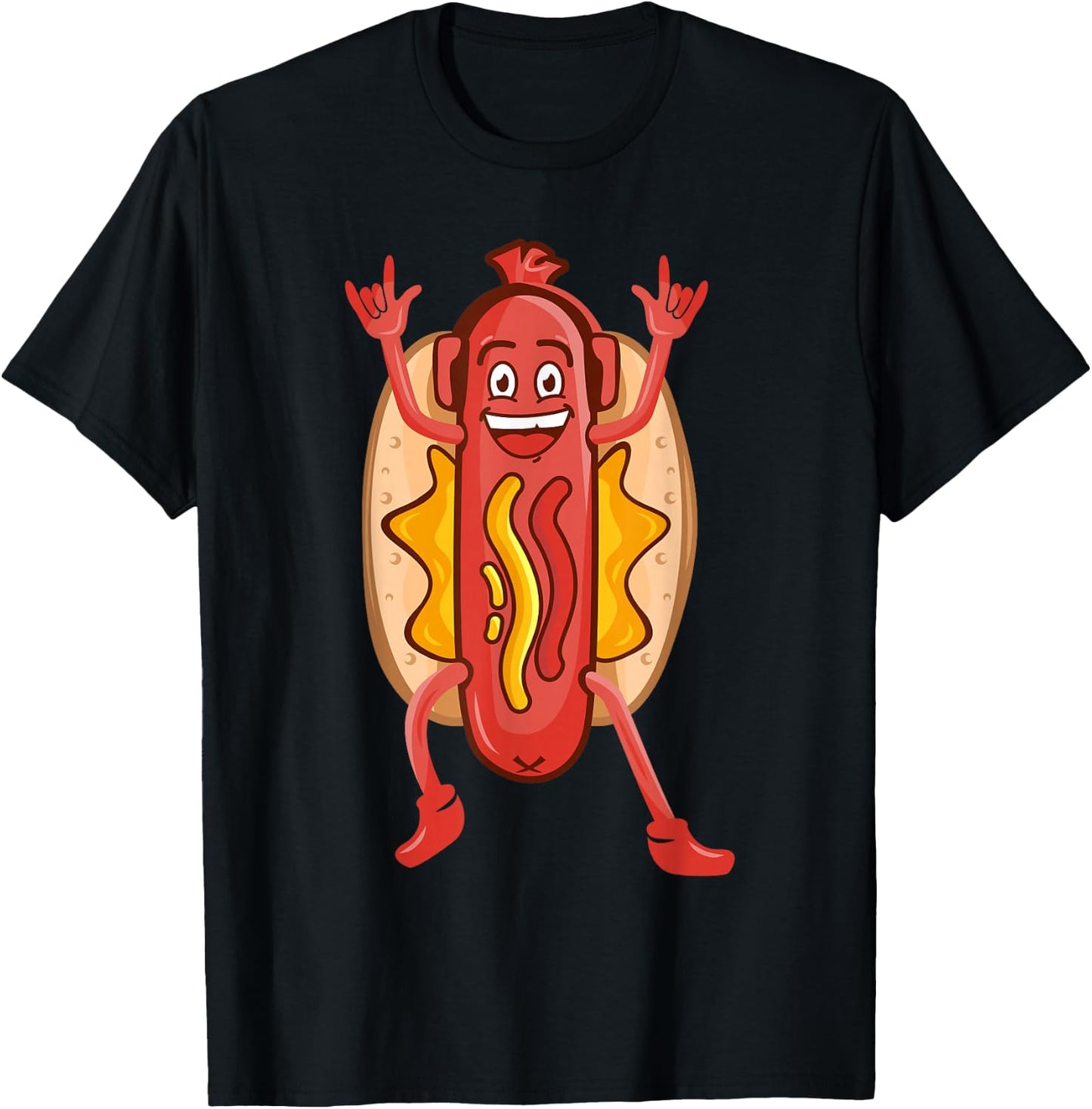 Funny Dancing Hot Dog Design For Kids Boys Girls Hotdog Gag T-Shirt - T-Shirt | Black