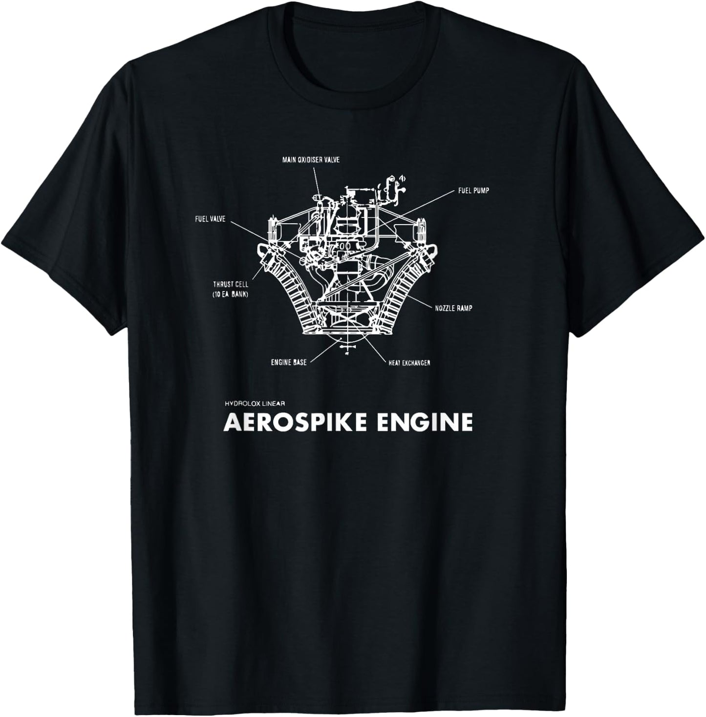 Aerospike Engine Schematic Design T-Shirt - T-Shirt | Black