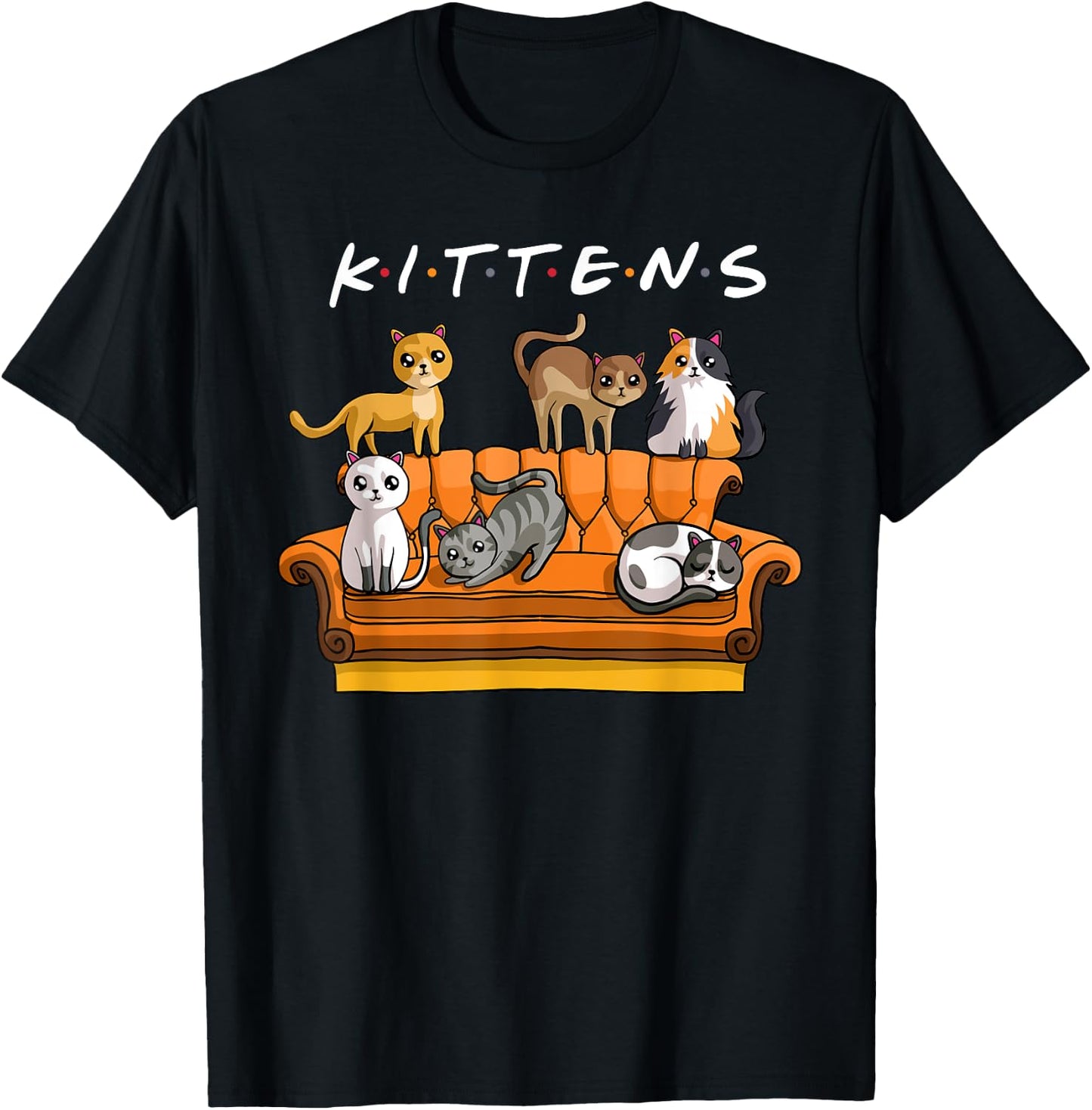 Kittens Funny Cat Sitcom Cute Friends for Cat Kitty Lovers Women Girls Kids T-Shirt - T-Shirt | Black