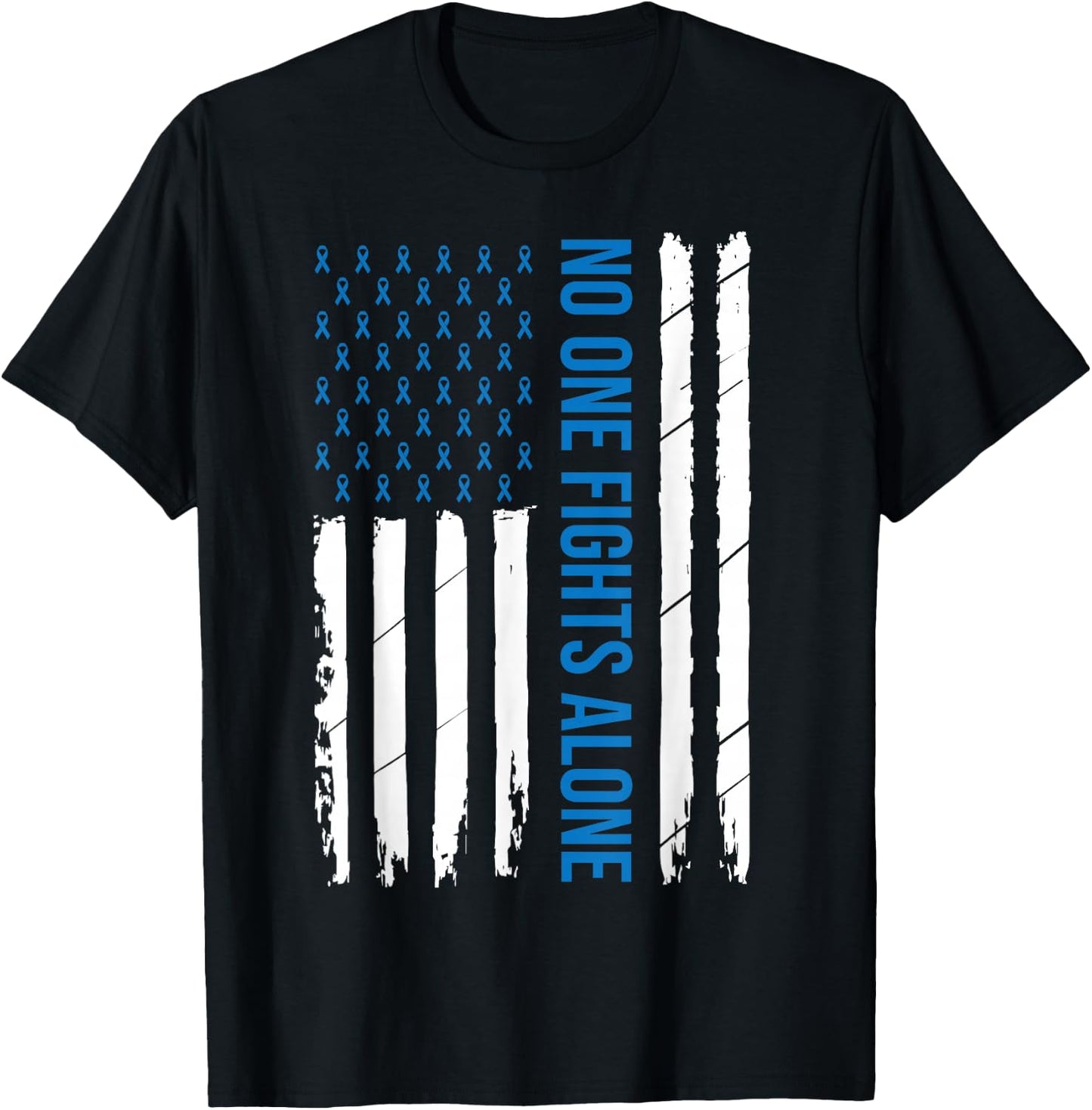Colorectal Cancer Colon Cancer Blue Ribbon T-Shirt - T-Shirt | Black