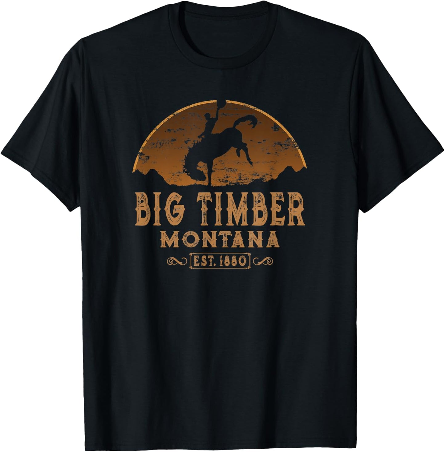Big Timber Montana MT Wild West Rodeo Cowboy T-Shirt - T-Shirt | Black