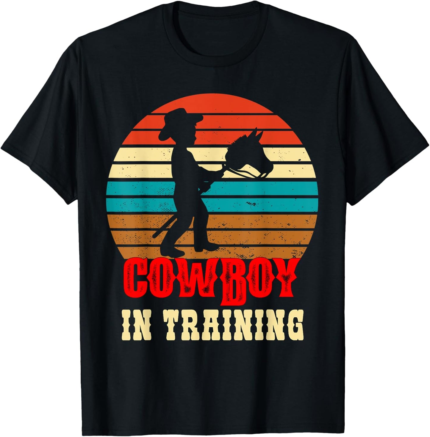 Kids Cowboy in Training Cute Future Rodeo Boy Wooden Horse T-Shirt - T-Shirt | Black