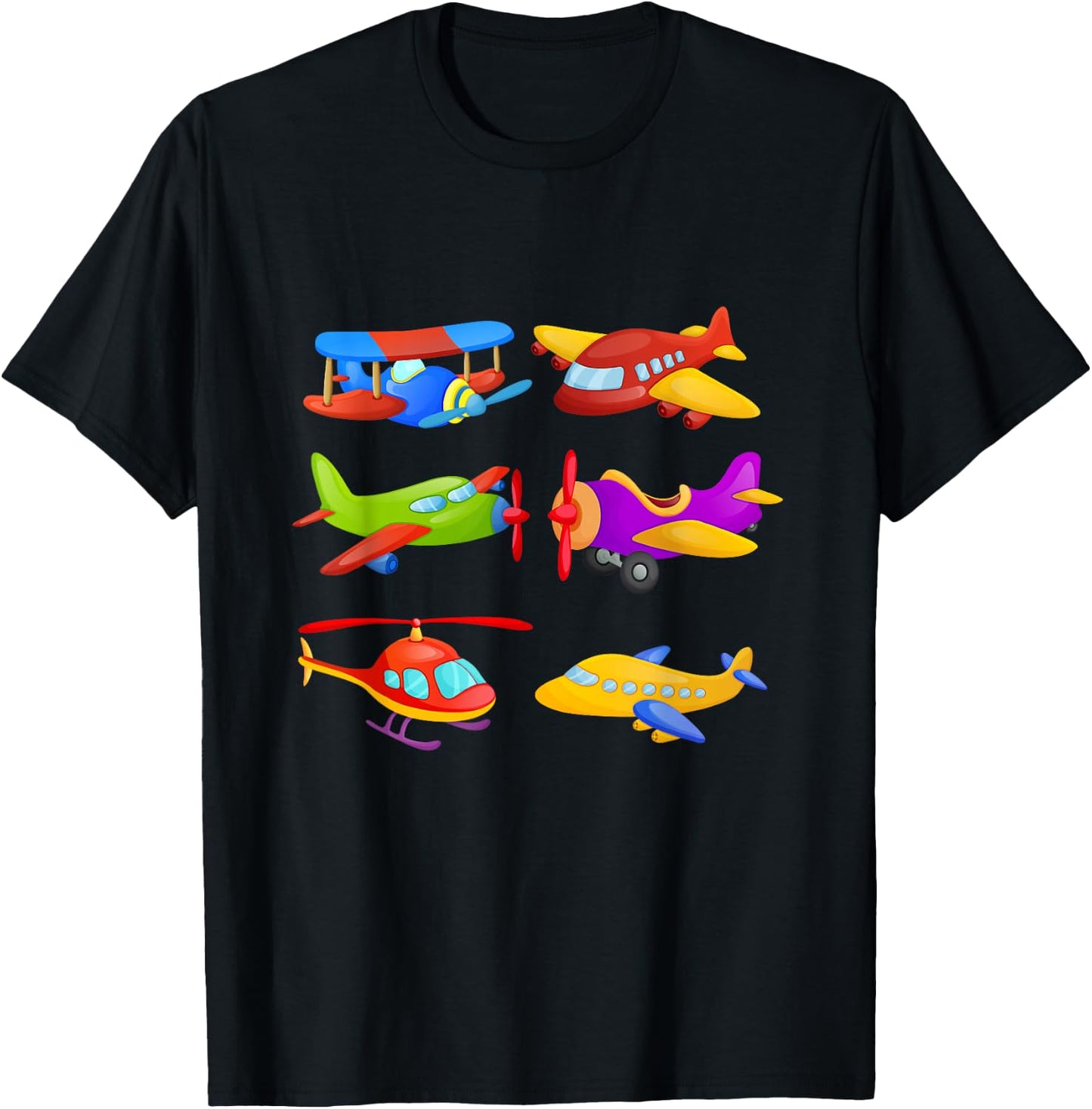 Boys' Airplanes & Helicopter Short Sleeved for Toddlers T-Shirt - T-Shirt | Black