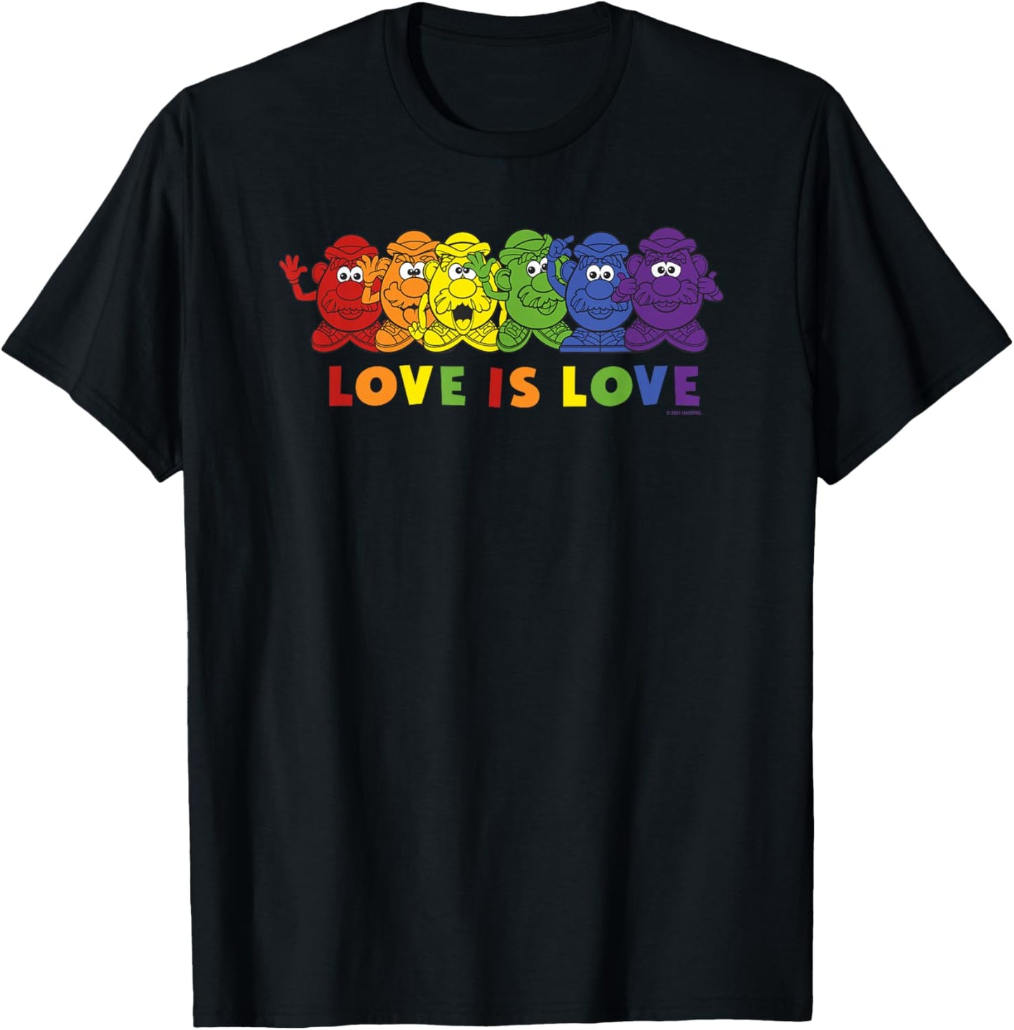 Mr. Potato Head Many Rainbow Potato Heads Love Is Love T-Shirt - T-Shirt | Black