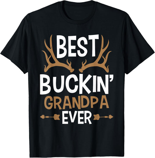Best Buckin Grandpa Ever - Deer Hunting Granddad T-Shirt - T-Shirt | Black