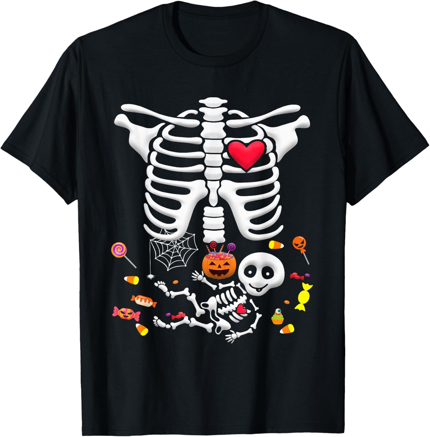 Baby Skeleton Candy Halloween Funny Pregnancy X Ray T-Shirt - T-Shirt | Black
