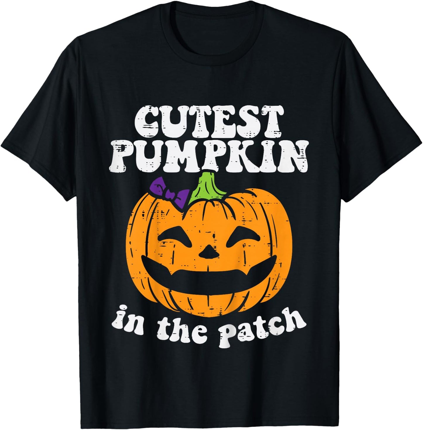 Kids Cutest Pumpkin In The Patch Cute Halloween Toddler Girls T-Shirt - T-Shirt | Black