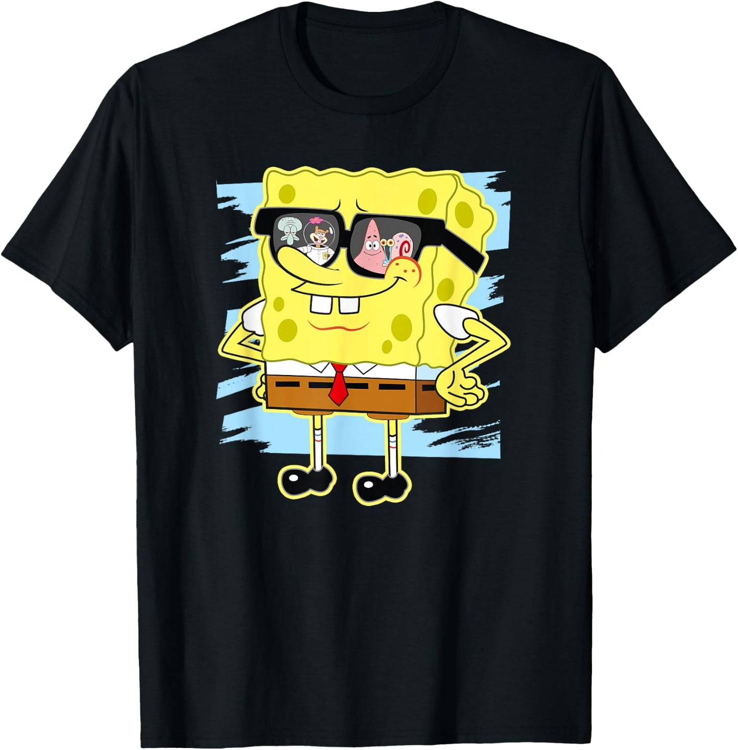 Mademark x SpongeBob SquarePants - SpongeBob - Reflection in Sunglasses T-Shirt - T-Shirt | Black