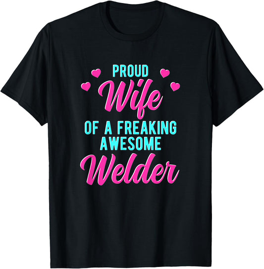 Welding Husband Phrase Design For Welder Wife T-Shirt - T-Shirt | Black