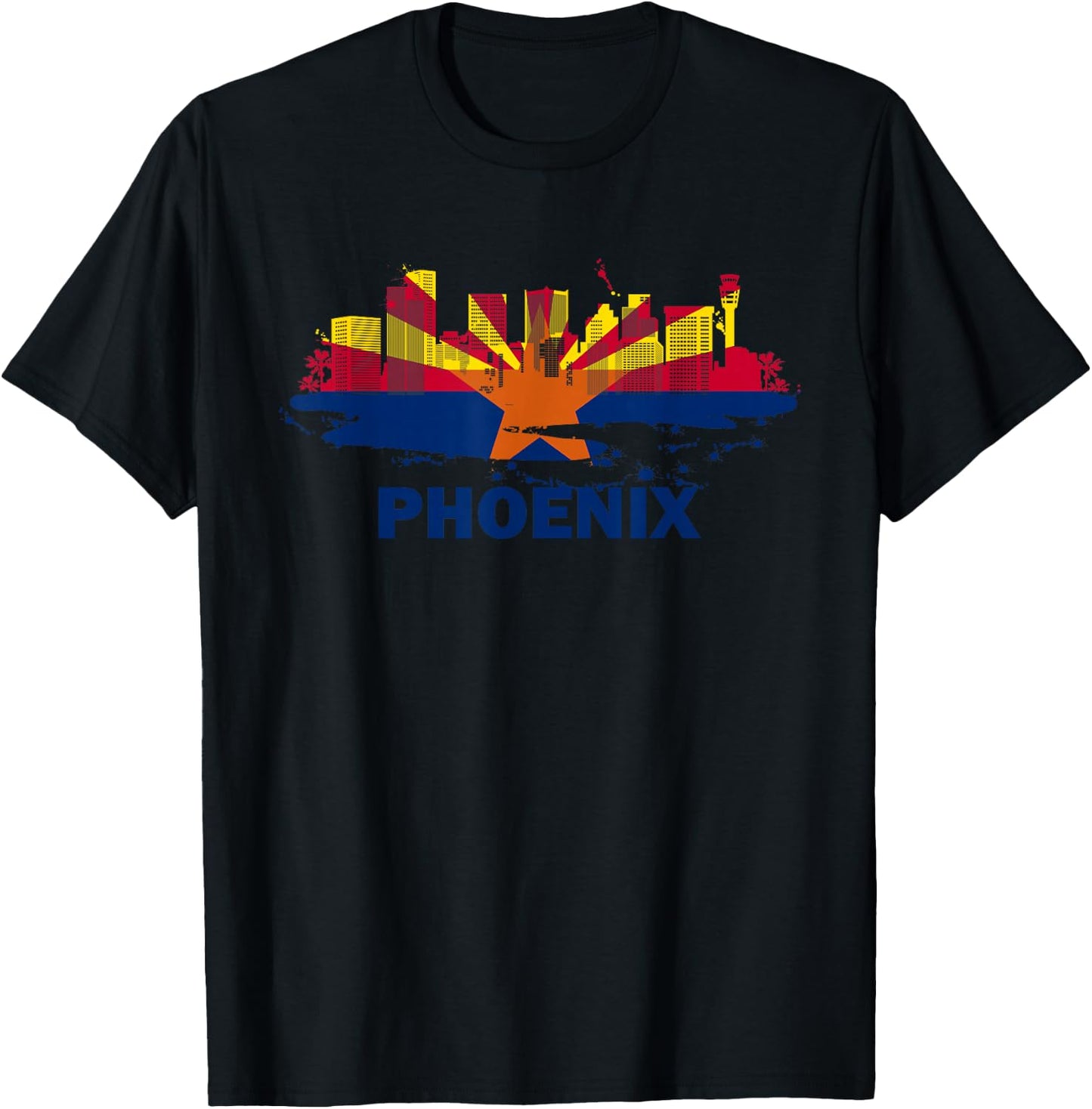 Arizona State Flag - Phoenix Cityscape - Phoenix Skyline T-Shirt - T-Shirt | Black