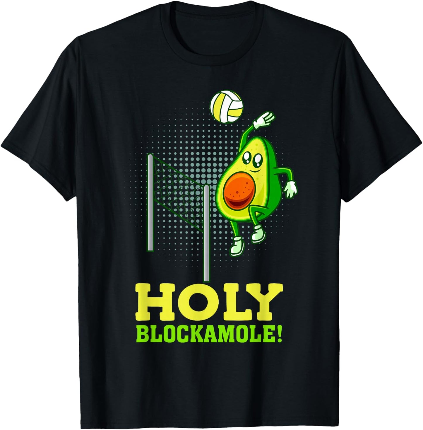 Holy Blockamole Funny Volleyball Match Block Avocado Design T-Shirt - T-Shirt | Black