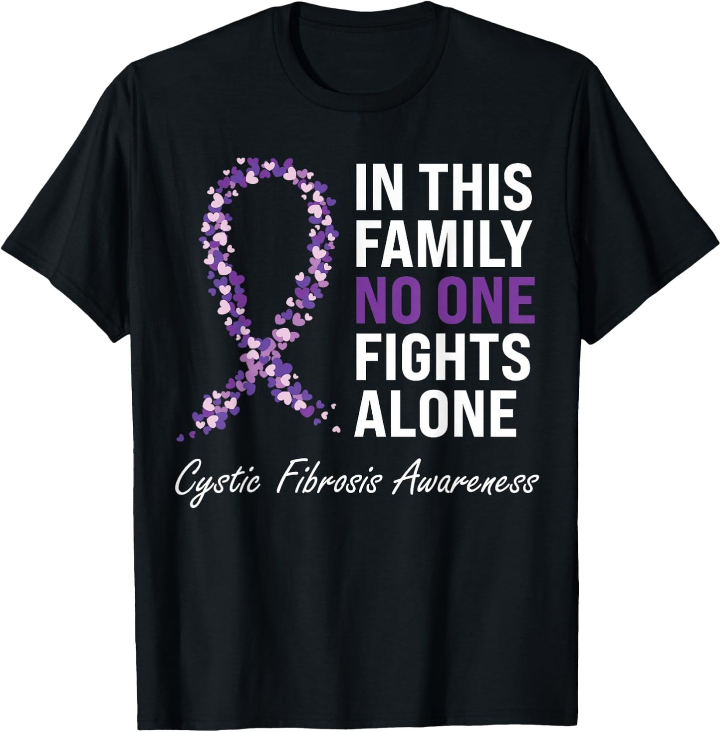 Cystic Fibrosis Awareness Purple Ribbon T-Shirt - T-Shirt | Black