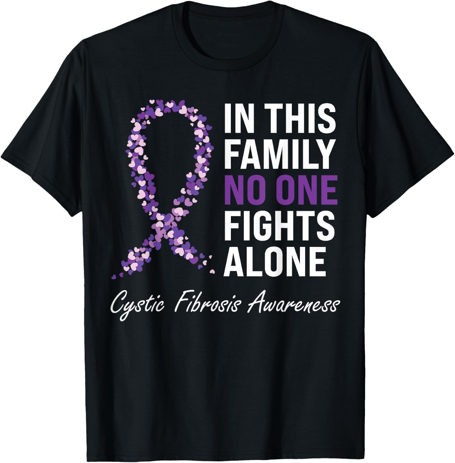 Cystic Fibrosis Awareness Purple Ribbon T-Shirt - T-Shirt | Black