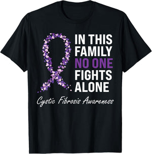 Cystic Fibrosis Awareness Purple Ribbon T-Shirt - T-Shirt | Black