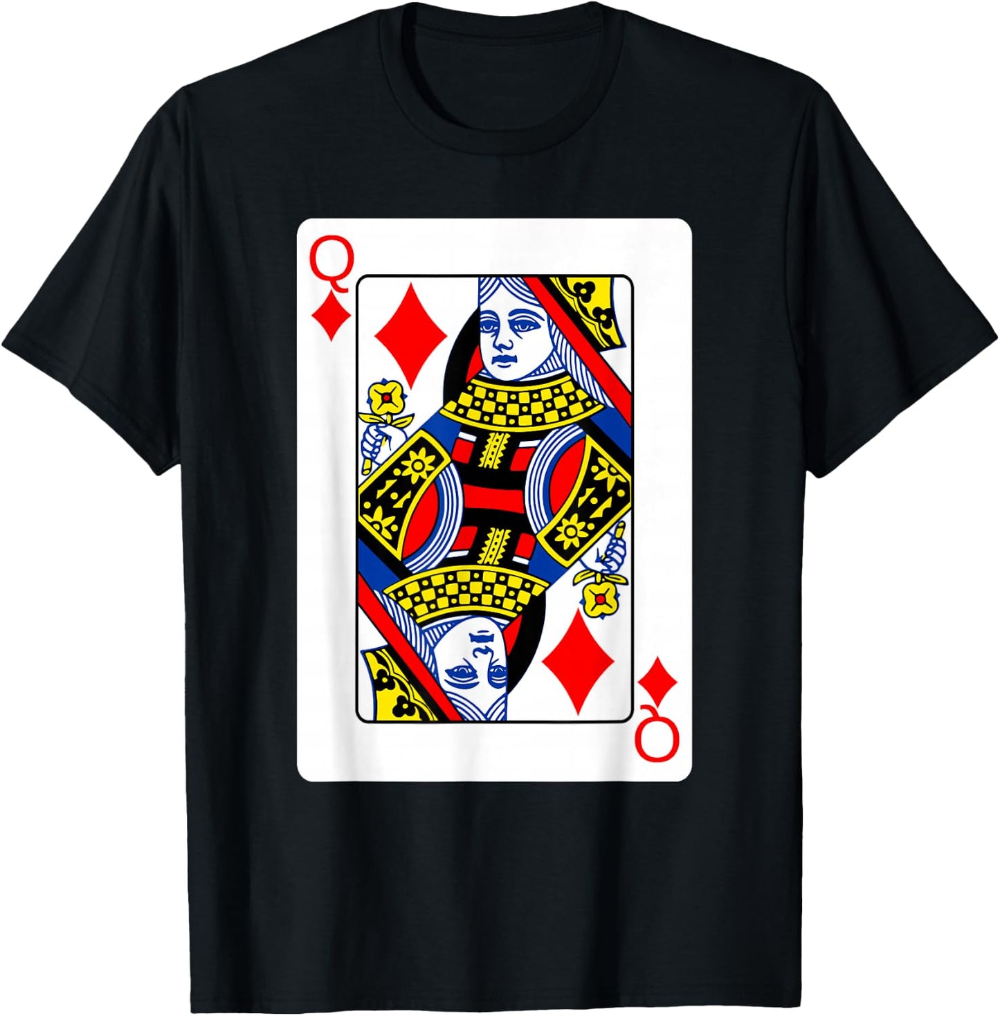 Queen Of Diamonds Playing Card Group Costume Poker Player T-Shirt - T-Shirt | Black