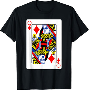 Queen Of Diamonds Playing Card Group Costume Poker Player T-Shirt - T-Shirt | Black