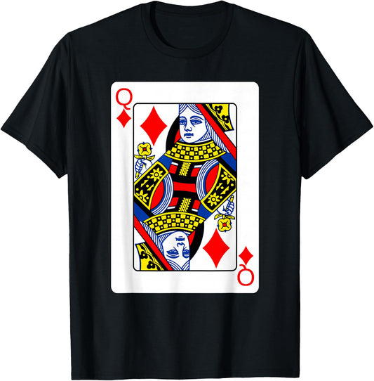 Queen Of Diamonds Playing Card Group Costume Poker Player T-Shirt - T-Shirt | Black
