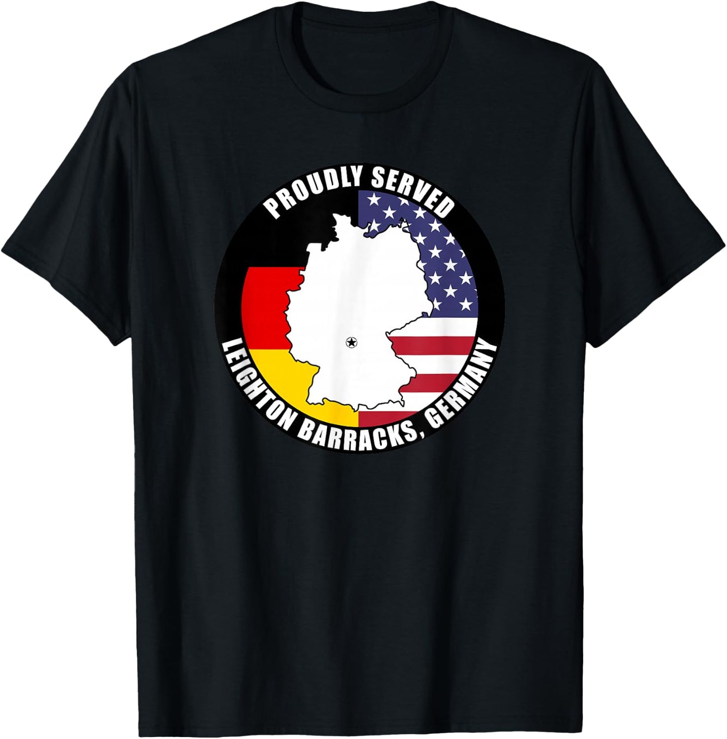 Proudly Served Leighton Barracks Germany Military Veteran T-Shirt - T-Shirt | Black