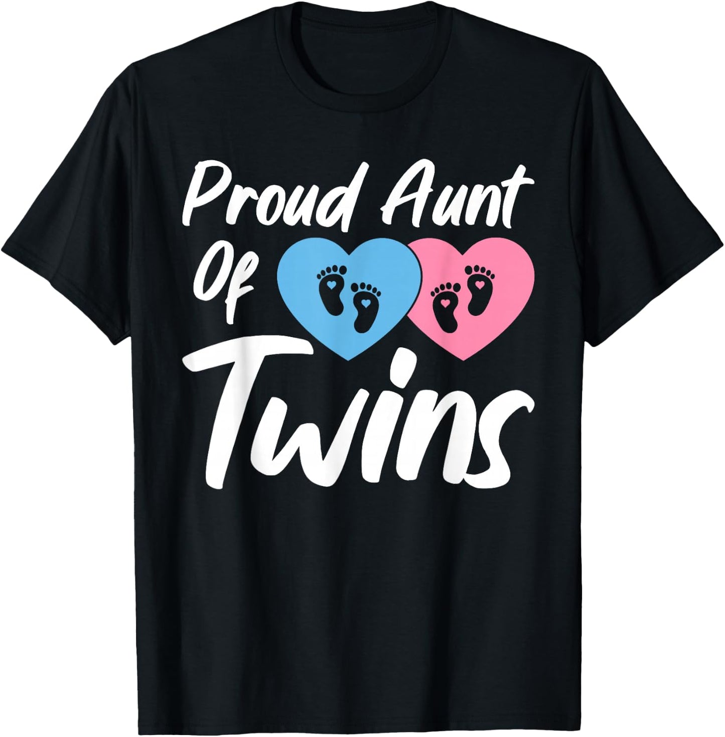 Proud Aunts Of Twin Mom Women Girls Twins Auntie T-Shirt - T-Shirt | Black