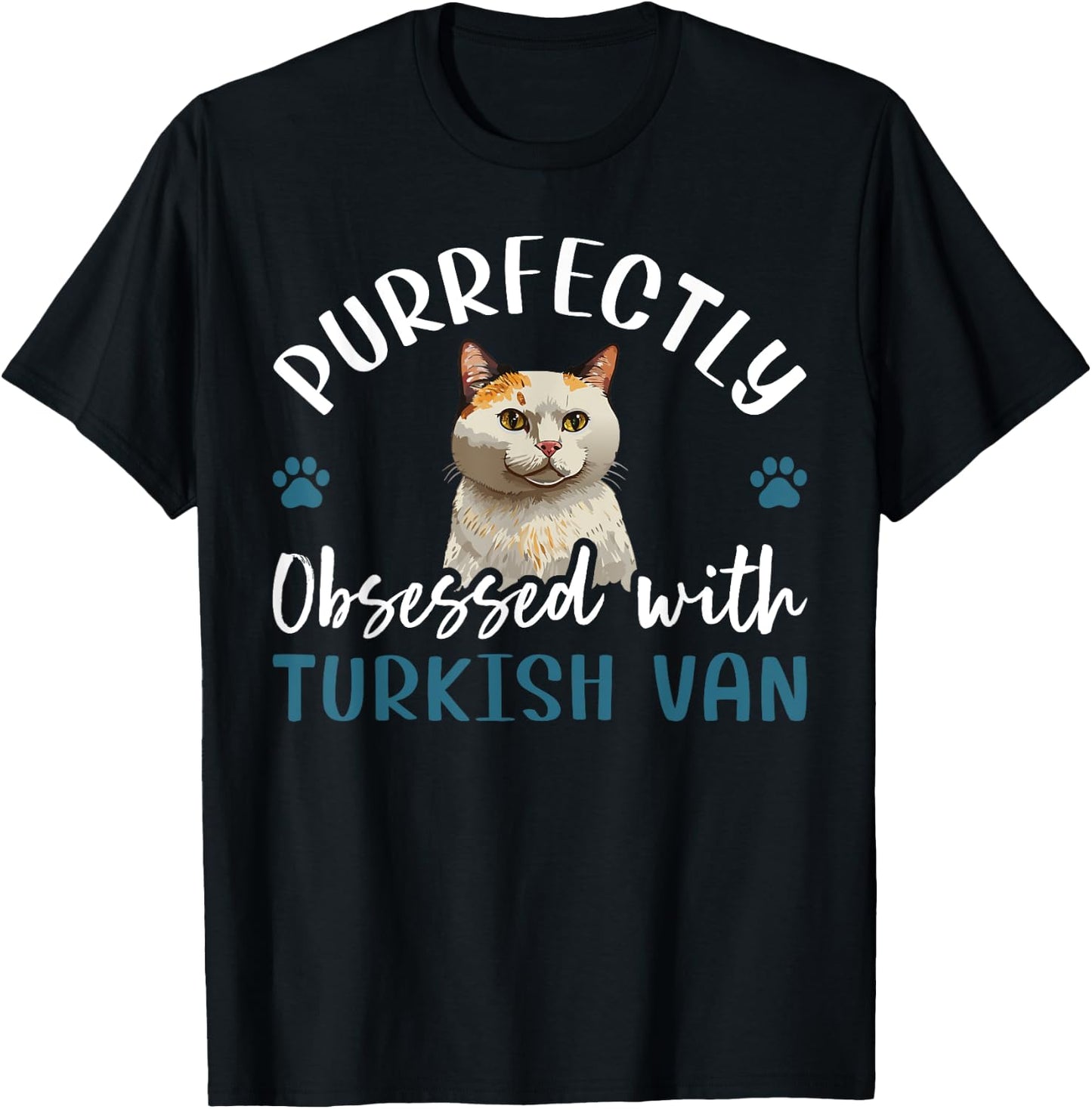 Purrfectly Obsessed With Turkish Van Cat Women Kids T-Shirt - T-Shirt | Black