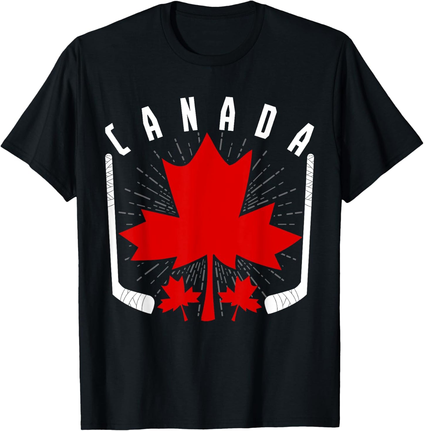 Ice Hockey Canadian Pride Maple Leaf Country Canada T-Shirt - T-Shirt | Black