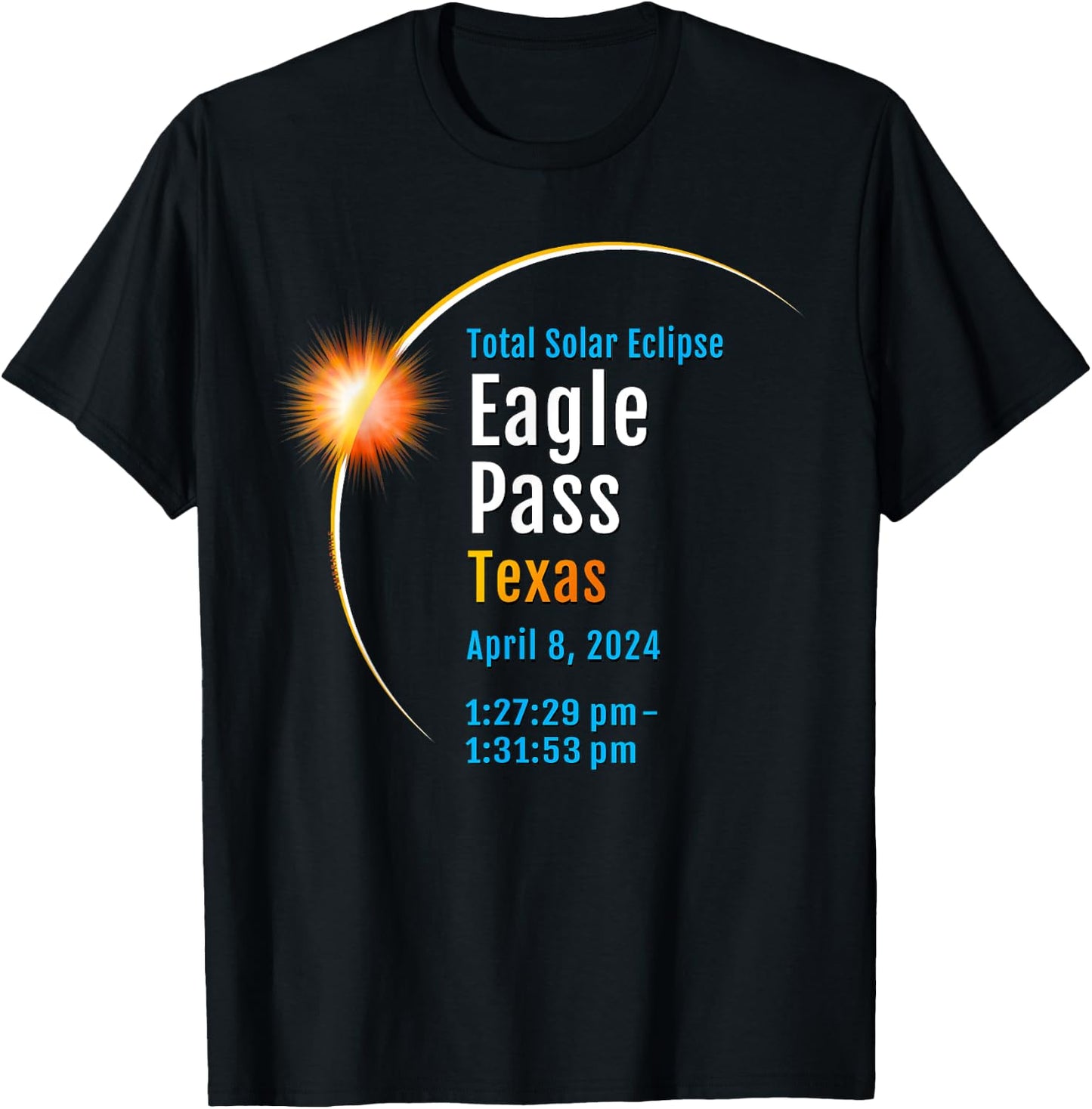 Eagle Pass Texas TX Total Solar Eclipse 2024 :: 1 T-Shirt - T-Shirt | Black