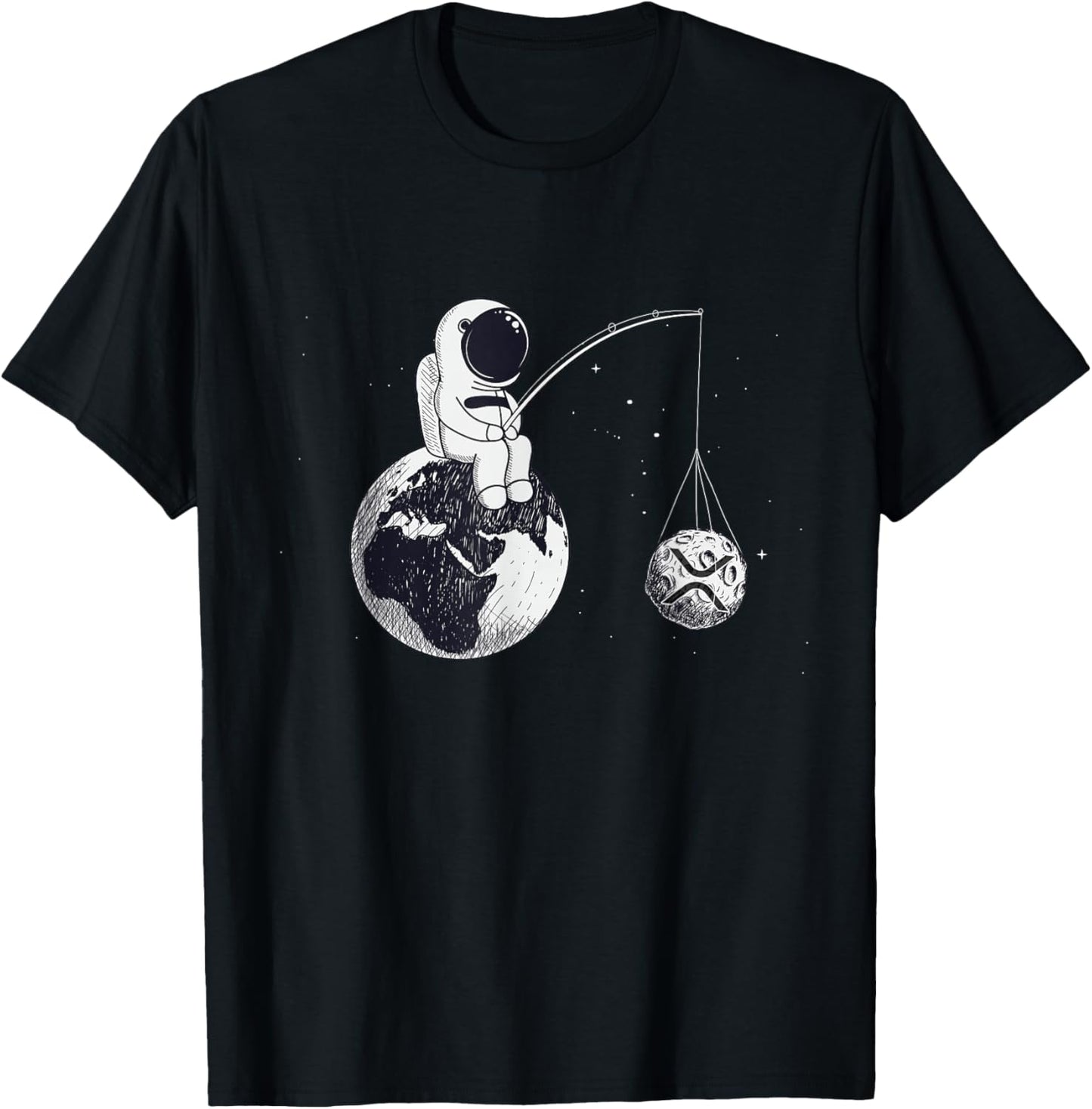 Cryptocurrency Talk - XRP To The Moon Ripple Space Man Merch T-Shirt - T-Shirt | Black