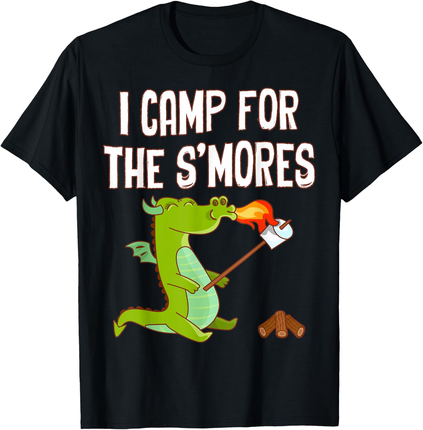 Camping For The Smore Dragon Camp Marshmallow Boys Girls T-Shirt - T-Shirt | Black