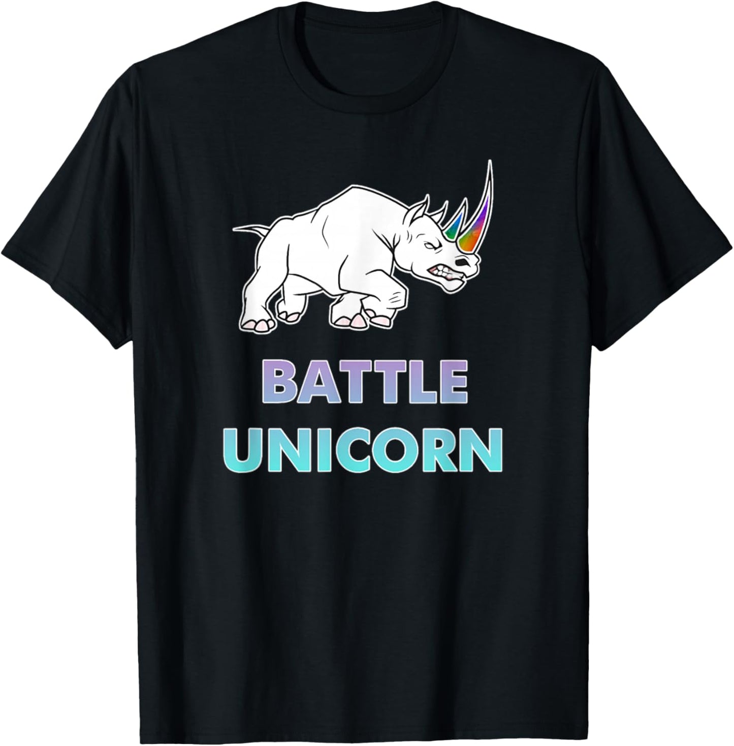 Battle Unicorn Rainbow Rhinos T-Shirt - T-Shirt | Black